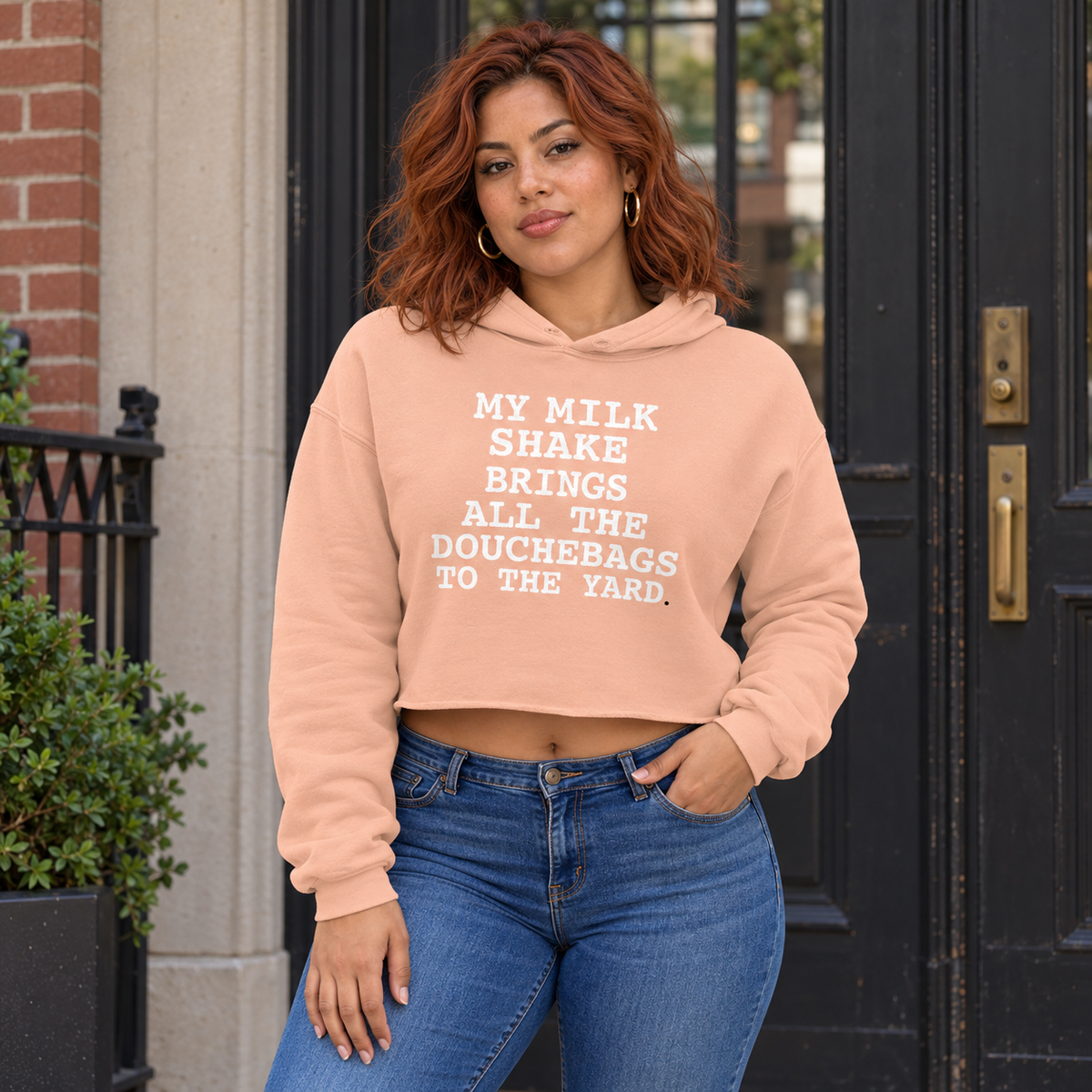 MY MILKSHAKES BRING IT CROP HOODIE