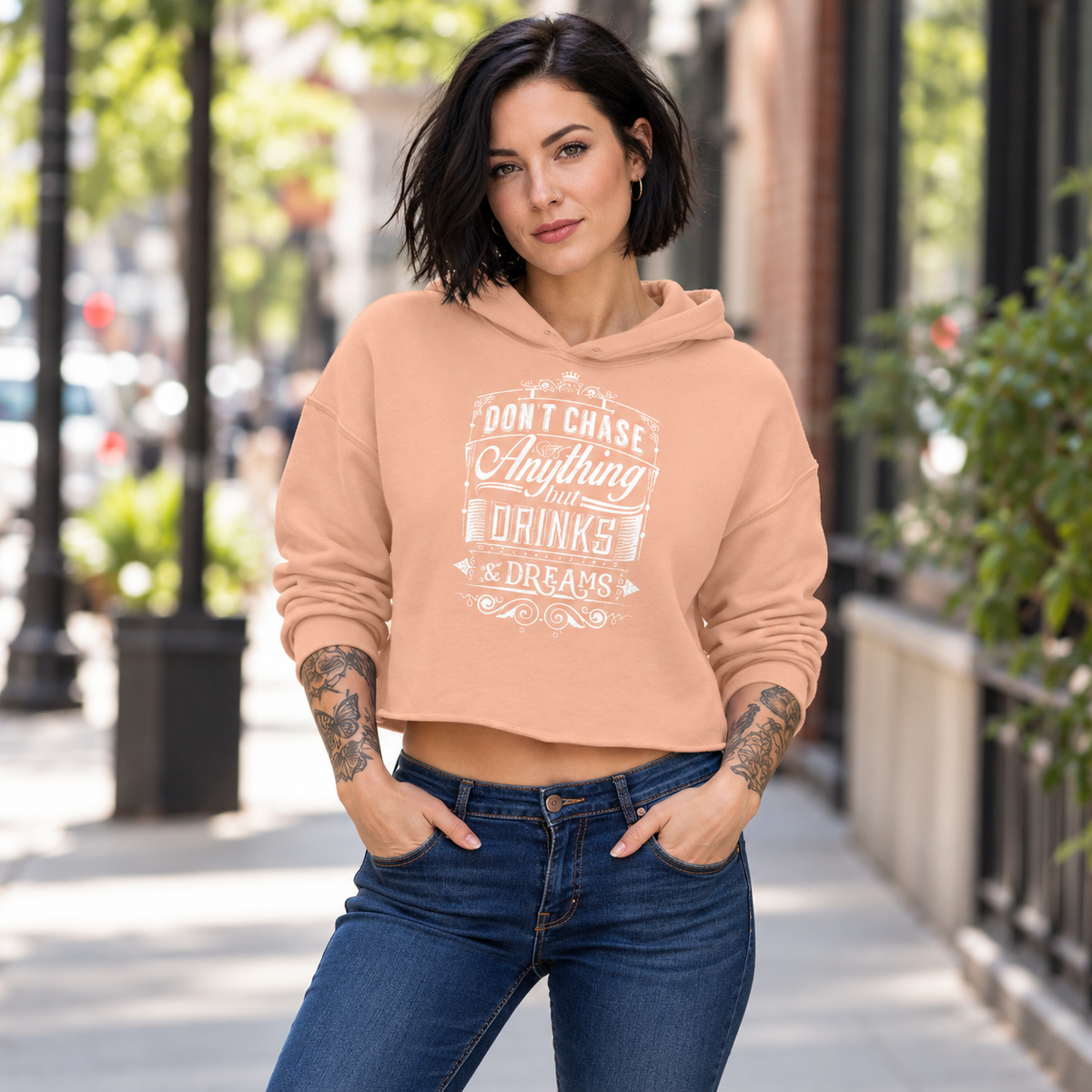 DRINKS & DREAMS CROP HOODIE
