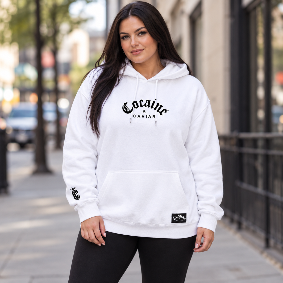 C&C CENTER PRINT WHITE/BLACK HOODIE