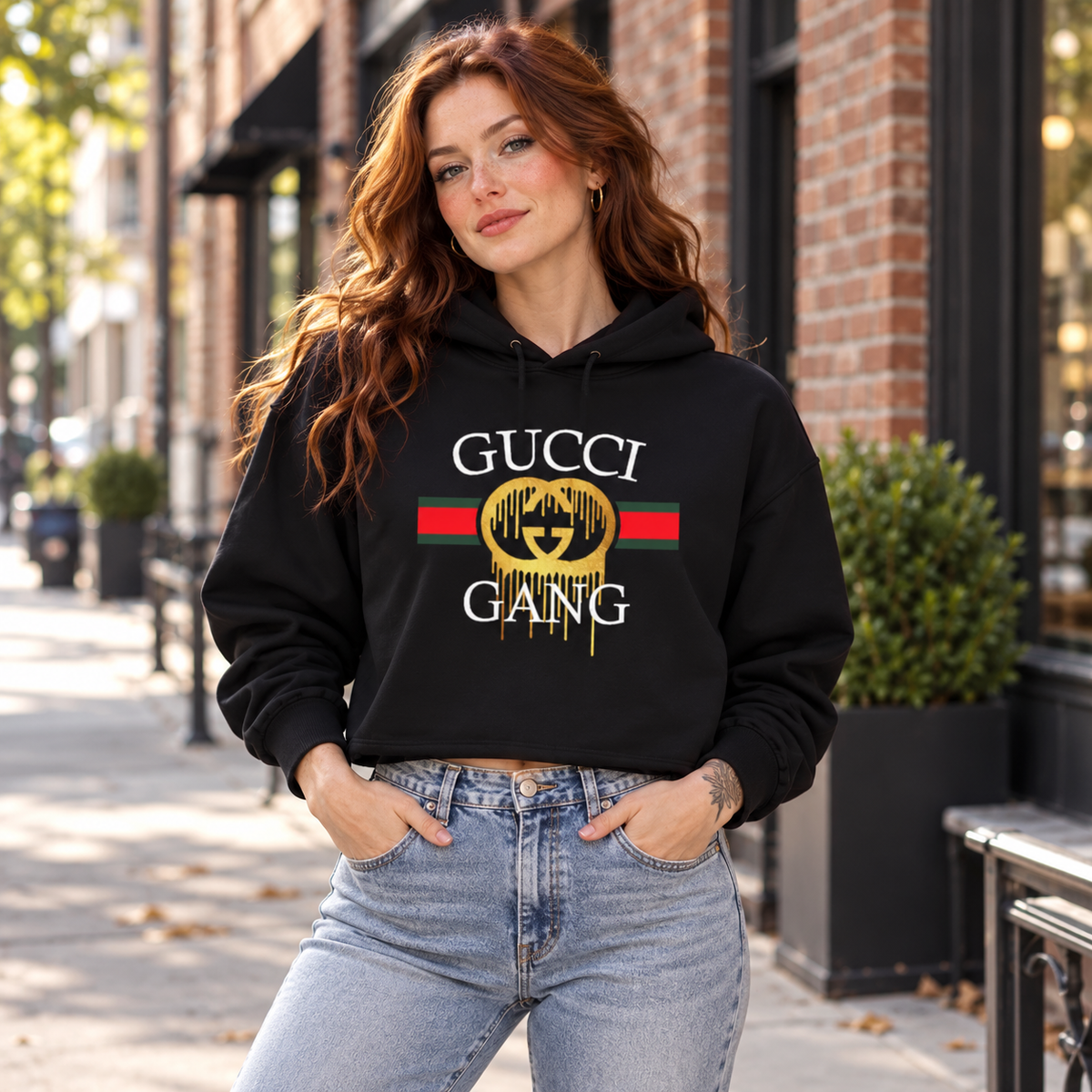 GUCC CANG CROP HOODIE
